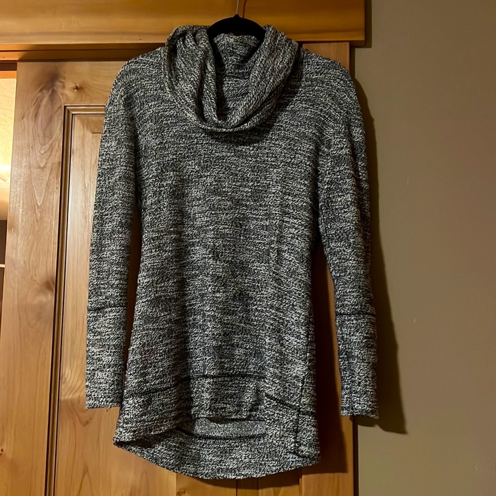 Cowl neck grey and black sweater